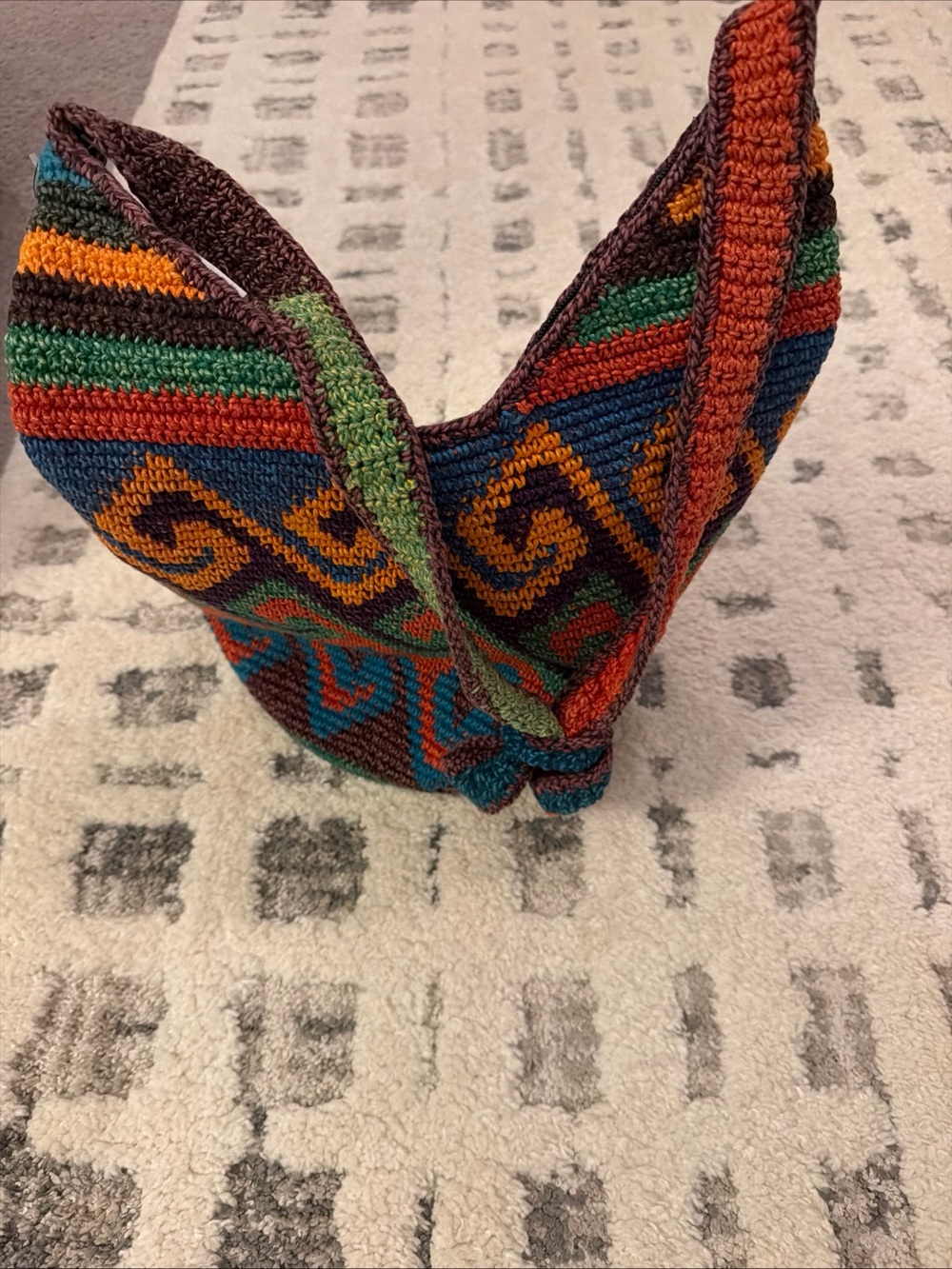 Lumily Eliza Crochet Handcrafted Boho Bag Geometric Multicolor Fair Trade